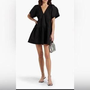 A.L.C. Black Camila Poplin Tiered Dress Sz 12
